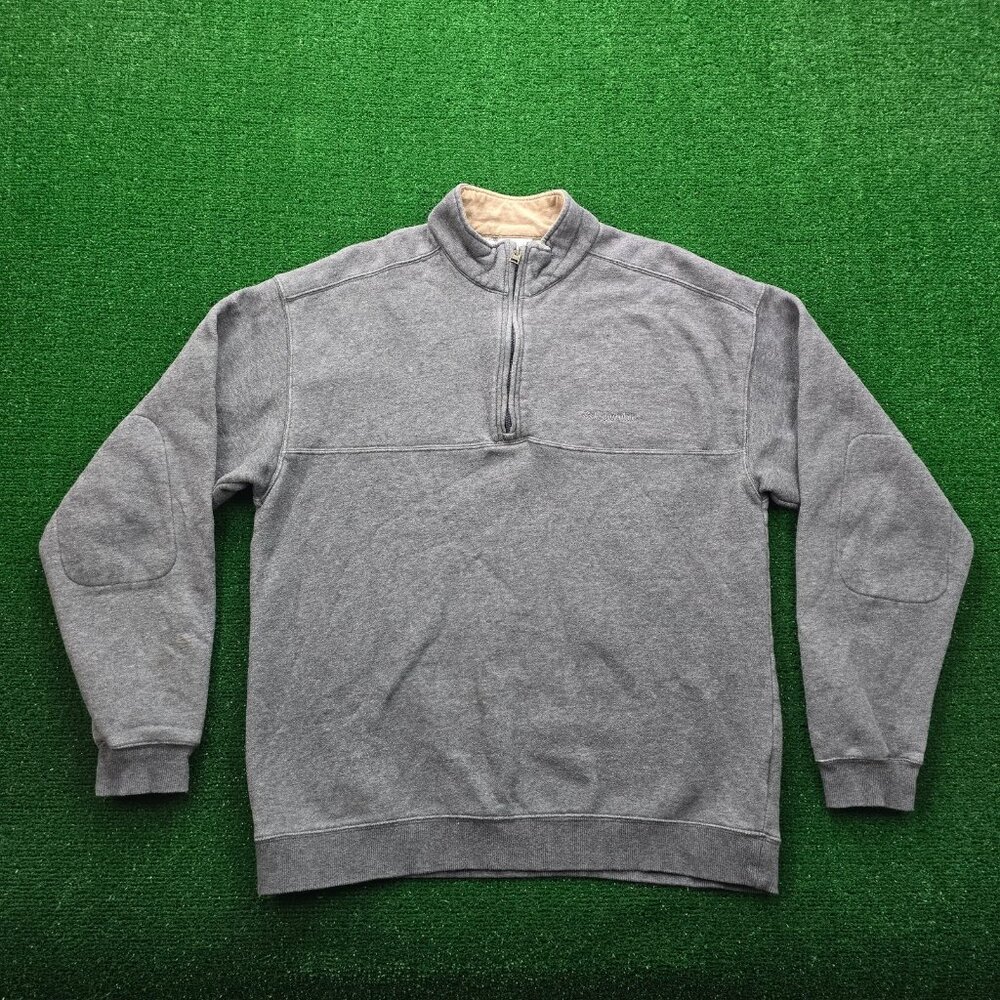 Columbia Sweater Mens Medium Gray 1/4 Zip Pullover Outdoors Hiking Casual
